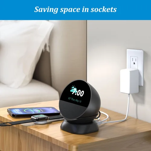 Miniatura 5 de PlusAcc Soporte para Spot con puertos de carga USB-C y USB-A, soporte de escritorio para teléfonos celulares y auriculares, diseño que ahorra Negro