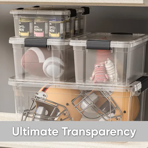 Miniatura 6 de Superio Cajas de almacenamiento transparentes con tapas, contenedores de plástico de 2.5 cuartos de galón para organizar, cajas apilables, sin BPA