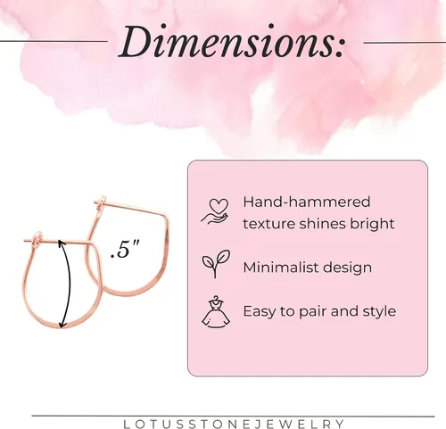 Miniatura 40 de Aretes de aro finos martillados, elegantes plata esterlina geométrica sólida, relleno de oro y relleno de oro rosa; para mujer por Lotus Stone