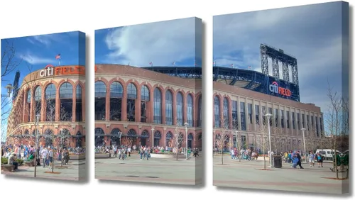 Miniatura 49 de TUMOVO American Sports - Decoración de pared Wrigley Stadium, 3 piezas, arte de pared de estadio de béisbol, cuadros para decoración del hogar