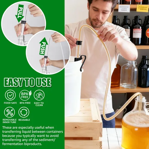 Miniatura 2 de Sifón automático para elaboración de vino, sifón automático de 14 pulgadas de grado alimenticio con bastón de estante de 3/8 pulgadas, manguera