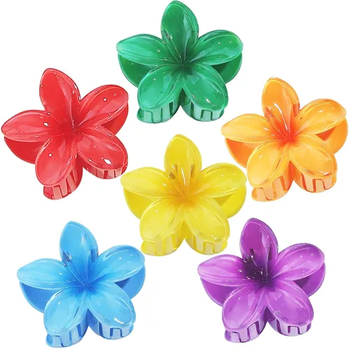 Miniatura 18 de Sisiaipu - Pinza para el cabello, 6 piezas, grandes, con forma de flor, para cabello grueso y mediano, pinzas para el cabello con flores hawaianas