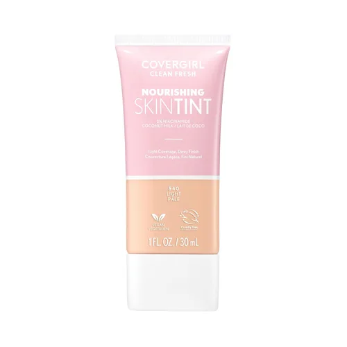 Miniatura 16 de COVERGIRL Clean Fresh Tinte para piel nutritivo, 550 Claro/Medio, base líquida, acabado húmedo, infundido con coco y aloe, fórmula vegana 550