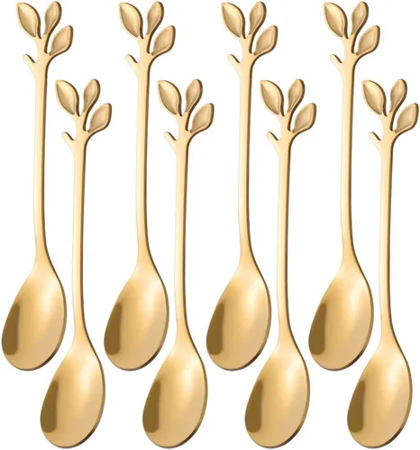 AnSaw Paquete de 8 elegantes cucharas de café espresso de 4.7 pulgadas, acero inoxidable, perfectas para café, demitasse, postre y té, tamaño mini