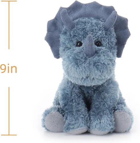 Miniatura 5 de Apricot Lamb Triceratops - Animales de peluche azul oscuro para niños, suaves y lindos juguetes de peluche para bebé niña y niño, 9 pulgadas