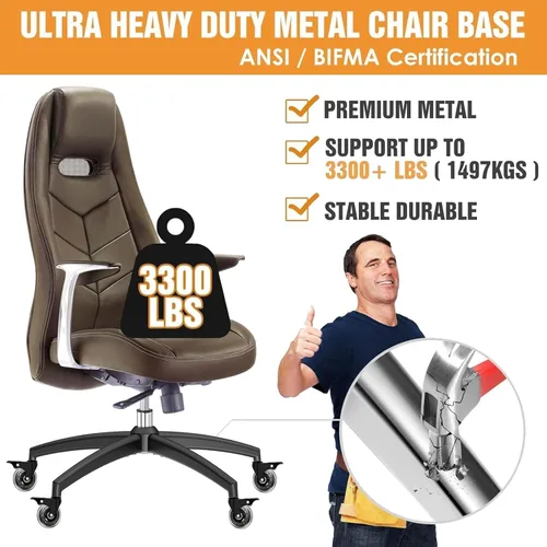 Miniatura 3 de Repuesto de Base para Silla de Oficina (3300 libras) – Reemplazo de base de sillas de oficina de aleación resistente, patas de metal reforzadas