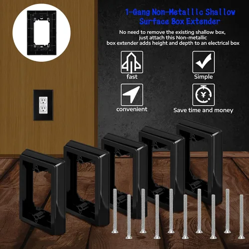 Miniatura 4 de Kanayu Extensor de caja eléctrica de 4/5 de una sola banda, con certificación UL, extensores de receptáculo para caja eléctrica e interruptor