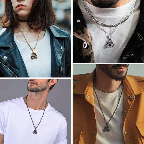 Miniatura 20 de PROSTEEL Satanic Jewelry Upside Down Cross Necklace for Men Women, 316L Stainless Steel/925 Sterling Silver Inverted Cross/Leviathan Cross Pendant