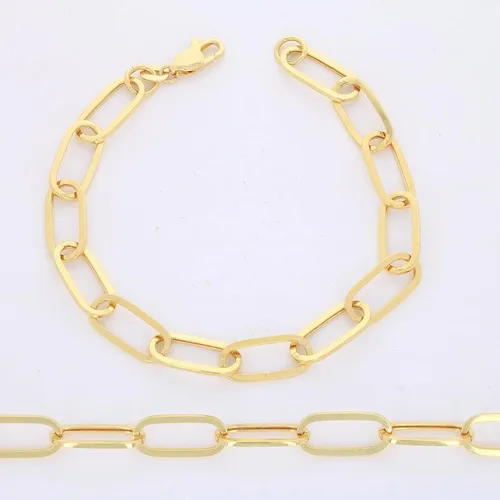 Miniatura 4 de Nuragold Pulsera de cadena de eslabones de cable Rolo alargada de oro amarillo de 10 quilates de 0.236 in, joyería para mujer, cierre de langosta