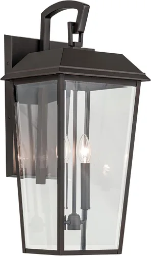 Miniatura 12 de Kichler Mathus 59118BKT - Lámpara de pared tradicional para exteriores, con textura negra, de lujo, con vidrio transparente, para paredes
