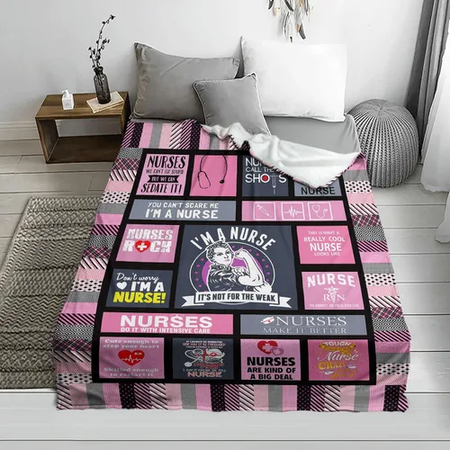 Miniatura 2 de Manta ultrasuave con temática de enfermera, manta Sherpa de microfibra de felpa, regalos para mujeres, manta cálida y acogedora para cama y sofá