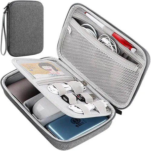 Miniatura 8 de Organizador electrónico duro Estuche de viaje Accesorios electrónicos Bolsa organizadora Bolsa de doble capa Caja a prueba de golpes para MacBook