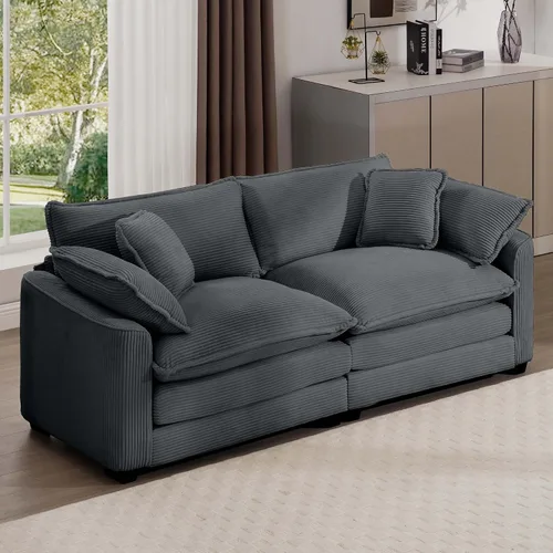 Miniatura 35 de Aoowow Sofá de dos plazas de pana, modernos sofás de nube de 2 plazas para sala de estar, sofás modulares de nube seccionales con asiento profundo