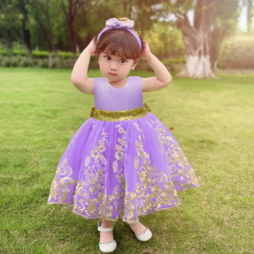 Miniatura 32 de CMMCHAAH - Vestidos de encaje para concursos de niñas bebés de 0-6 años, vestido formal para fiestas con diadema
