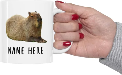 Miniatura 4 de Funny Capybara - Taza de café con nombre personalizado de Navidad 2025, color blanco, 11 onzas