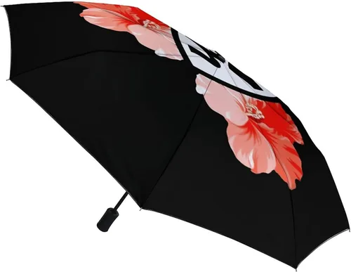Miniatura 3 de Guam Tribal Hibiscus impermeable resistente al viento 3 pliegues auto abrir cerrar paraguas ligero anti-UV para hombres mujeres, Negro, estilo 1