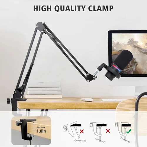 Miniatura 4 de HyperX DuoCast Boom Arm - Brazo de micrófono HyperX compatible con HyperX DuoCast, brazo de micrófono con cubierta de micrófono, mejora la calidad