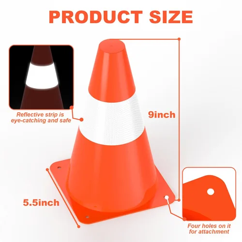 Miniatura 7 de Conos de seguridad de tráfico de 9 pulgadas con collares reflectantes, [paquete de 4] conos de construcción naranja conos de estacionamiento