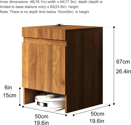 Miniatura 2 de Gabinete de almacenamiento con puertas para robot aspirador, mesa auxiliar para oficina en casa, estante independiente de madera para sala de estar