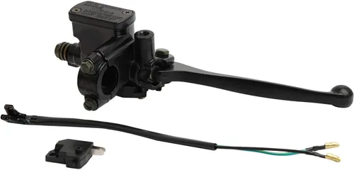 mokuo Conjunto de cilindro maestro de freno de motocicleta del lado derecho con palanca de freno, orificio de espejo de 8mm, manillar de 7/8