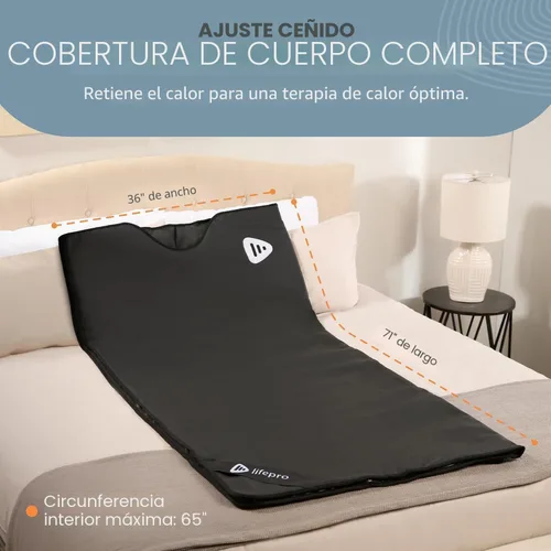 Miniatura 5 de Manta de sauna infrarroja LifePro para desintoxicación y relajación – Sauna portátil de infrarrojos lejanos para el hogar para desintoxicación