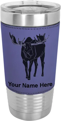 Miniatura 19 de LaserGram Vaso aislado al vacío de 20 onzas, alce, grabado personalizado incluido (piel sintética, estilo béisbol)