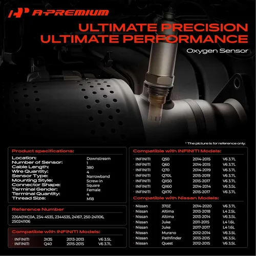 Miniatura 2 de A-Premium Sensor de oxígeno Downstream O2 compatible con Nissan Pathfinder 2013-2015, Altima 2013-2018, Quest 2012-2015, 370Z, Murano & Infiniti