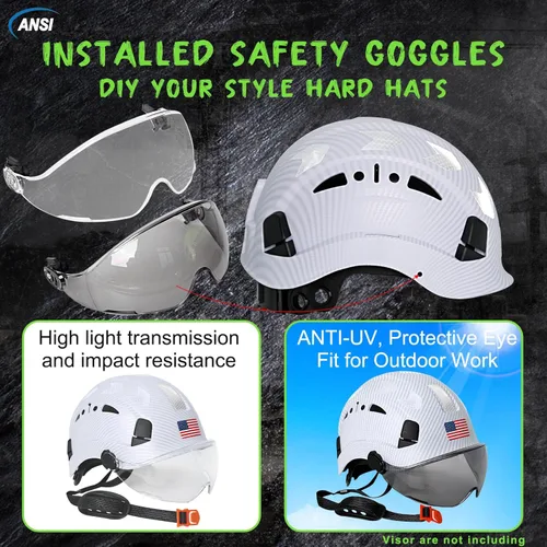 Miniatura 9 de Aolamegs Vented Carbon Fiber Pattern Hard Hat, ANSI Z89.1 Type 1 Class C Safety Helmet for Construction, OSHA Approved Work Hat with 6-Point Casco