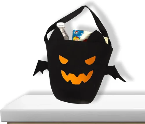 Miniatura 2 de Cubo de Halloween para truco o trato para niños, cesta espeluznante de murciélagos y caramelos, multiusos, portátil, reutilizable, cubo de golosinas