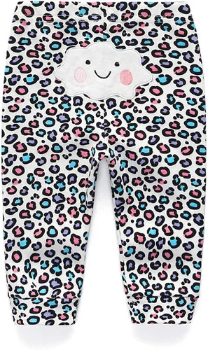 Miniatura 8 de Leggings unisex de algodón para recién nacido, paquete de 4 pantalones bordados, casuales, de 0 a 24 meses, para niños y niñas