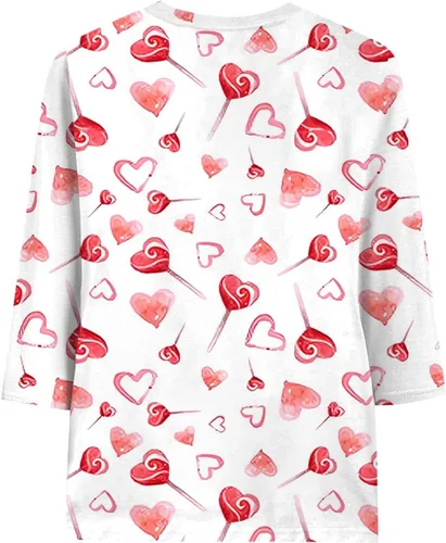 Miniatura 4 de ZEFOTIM Camisa de San Valentín para mujer, manga 34, con estampado de corazones de amor, casual, a la moda