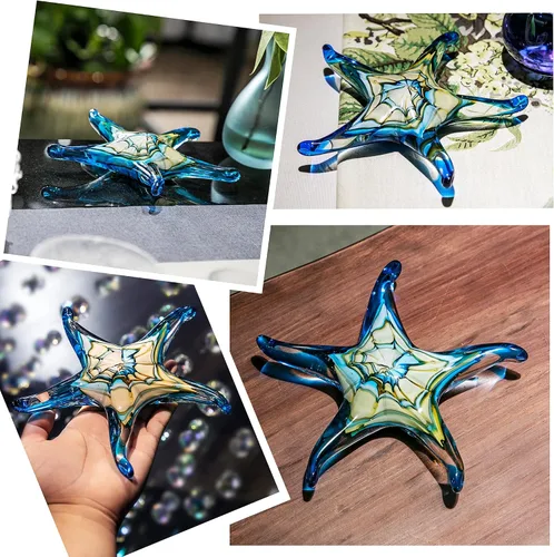 Miniatura 4 de Estatua de estrella de mar de vidrio soplado a mano, figura de arte moderna de estrella de mar de 4.5 pulgadas, adorno coleccionable de estrellas