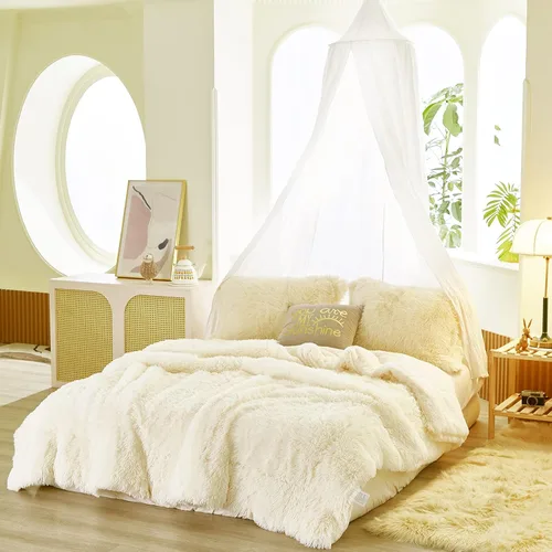 Miniatura 5 de Juego de edredón de lujo de pelo sintético lanudo tamaño matrimonial/queen, edredón reversible de felpa y sherpa, color beige, juego de ropa de cama