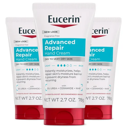 Eucerin Advanced Repair Crema de manos, calma y repara inmediatamente la piel muy seca, sin fragancia, no grasa, de absorción rápida, loción de