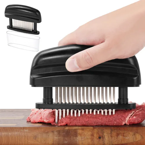 Badelite Ablandador de carne con 48 cuchillas de aguja ultra afiladas de acero inoxidable, máquina de cocina resistente para ablandar carne de res,