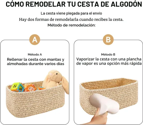 Miniatura 7 de MiniArk Cestas de almacenamiento pequeñas para organizar Contenedores organizadores de armario Cesta de juguetes para estante Cestas de cuerda
