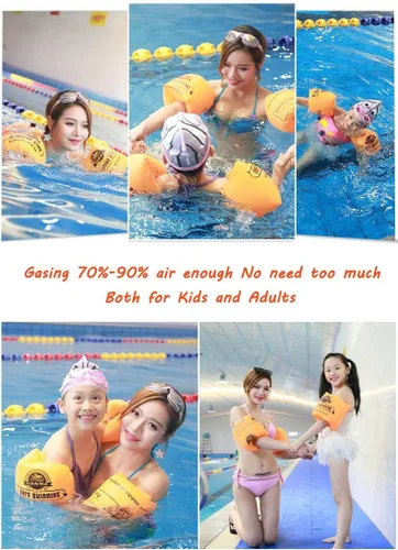 Miniatura 6 de Topsung Floaties Bandas de Brazo Flotador Flotadores de anillos Tubo armlets para niños y adultos Naranja