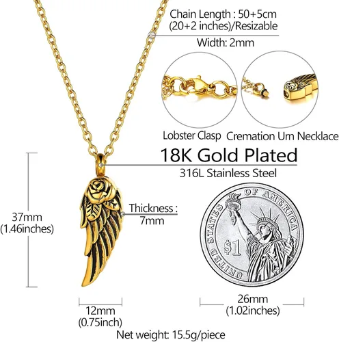 Miniatura 5 de Richsteel Urn Necklaces for Ashes for Women Men Cremation Pendant Necklace for Ashes Stainless Steel Memorial Jewelry