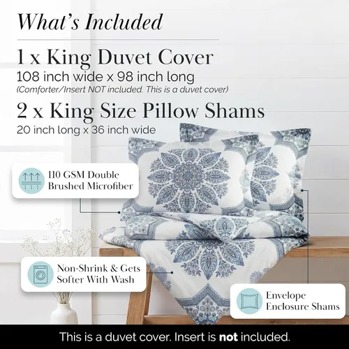 Miniatura 2 de Southshore Fine Living, Inc. Juego de funda de edredón de gran tamaño King/California King, ropa de cama suave de alta calidad con cierre de 28