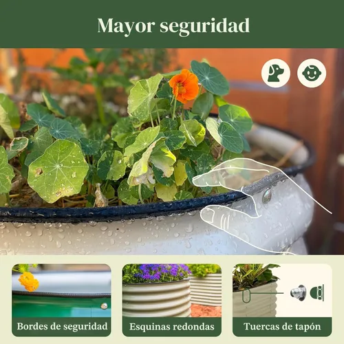 Miniatura 7 de Kits de cama de jardín elevada de Vego Garden Aluzinc, cama de plantación elevada de metal modular de 17" de alto, 6 en 1 para verduras, flores