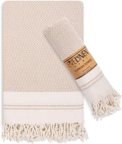 Evelynen - Juego de 2 toallas de mano turcas para baño y cocina, toallas de mano bohemias con bucles para colgar, para cara, té, plato, cocina y