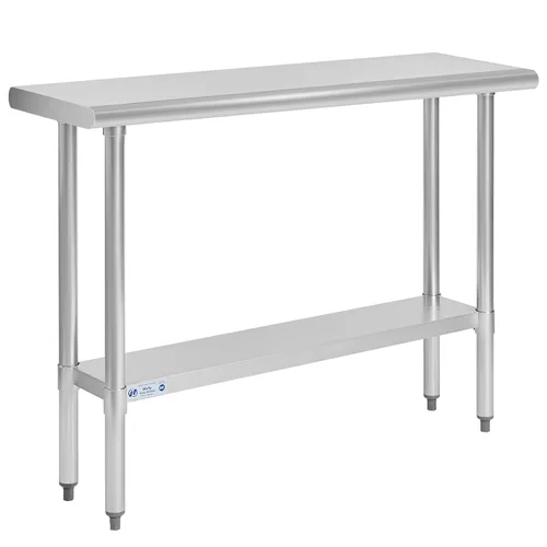 Miniatura 30 de Mesa de acero inoxidable para preparación y trabajo, con ruedas giratorias, mesa resistente, comercial NSF, con estante inferior y protector