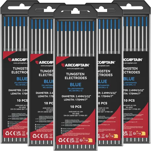Miniatura 18 de ARCCAPTAIN Electrodo de soldadura TIG de tungsteno, paquete de 10 unidades de 1/16 x 7 pulgadas (dorado, 1.5% lantanado, WL15/EWLa-1.5)