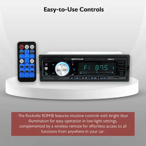 Miniatura 3 de Rockville RDM18 V2 - Receptor de automóvil de medios digitales en el salpicadero, 50 W, 4 canales, Bluetooth, AM/FM, MP3, USB/SD