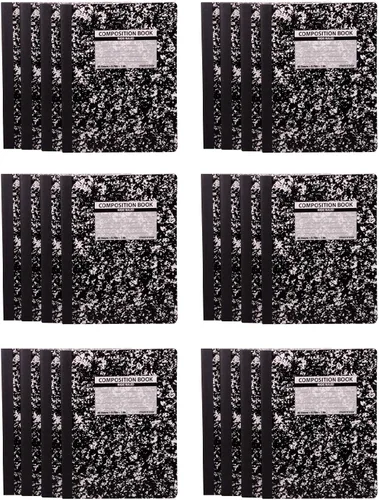 Miniatura 6 de Mintra Office Libros de composición – Tapa flexible resistente (1 paquete, mármol negro Comp – rayado universitario)