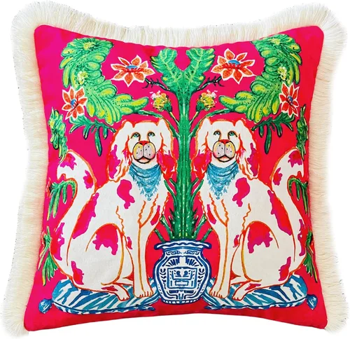 Miniatura 14 de Funda de almohada con patrón de leopardo, funda de almohada de terciopelo única, cojín de borla azul, almohada decorativa para decoración del hogar