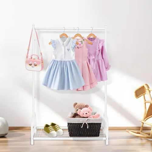 Miniatura 6 de Perchero de ropa para niños, estante de almacenamiento de disfraces para niños, pequeño estante de ropa con estante de almacenamiento de metal