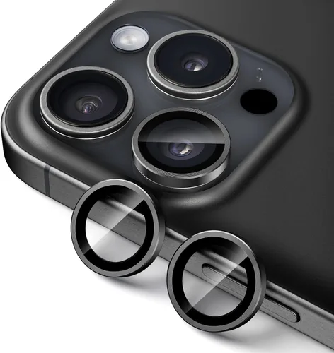 Miniatura 31 de UARMOR - Protector de lente de cámara para iPhone 15 Pro y 15 Pro Max 9H vidrio templado y anillo de aluminio, transparente HD, kit de fácil Brillo