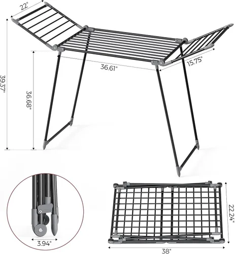 Miniatura 2 de APEXCHASER Tendedero de Ropa Plegable, Tendedero Grande para Secar Ropa, Perchero de Ropa Plegable para Interior y Exterior, Tendedero Metálico