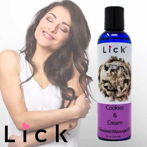 Miniatura 4 de Lick Aceite de masaje con sabor a galletas y crema, aceite de masaje comestible de postre cremoso con aceite de almendras dulces y vitamina E